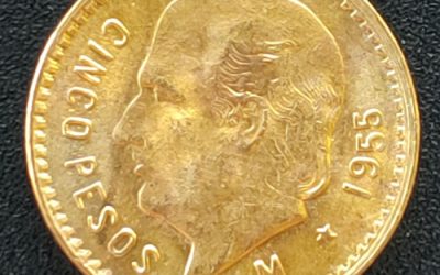 Mexico Unc 1955 Gold 5 Pesos .1198oz AGW
