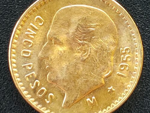 Mexico Unc 1955 Gold 5 Pesos .1198oz AGW