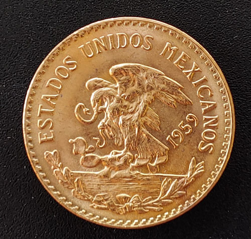 Mexico BU 1959 .900 Fine Gold 20 Pesos .4792oz AGW