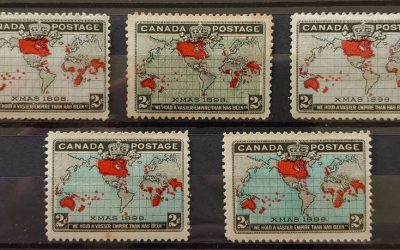 Canada #85-86 Fine+ Mint 1898 2c Map shade quintet, odd flt