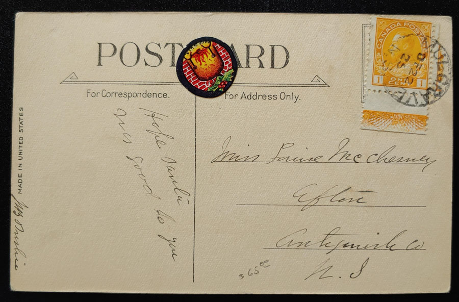 Canada #105LW 22 Dec 1925 1c Lathework Postcard, ex Goodhelpsen