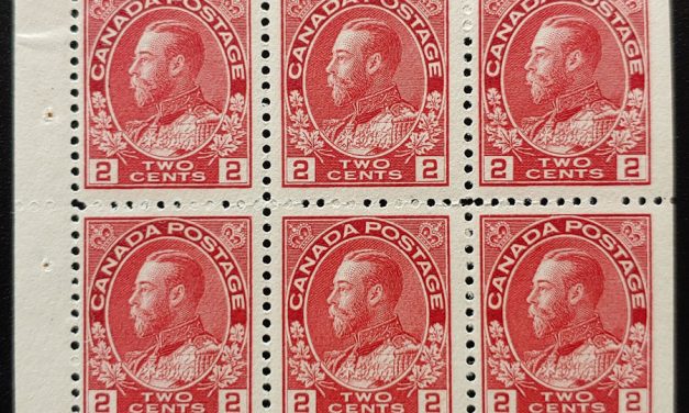 Canada #106a F/VF 4 Never Hinged 2c Booklet Pane, ex Goodhelpsen