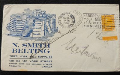 Canada #105LW 16 Jl 1924 1c Lathework Ad Cover, ex Goodhelpsen