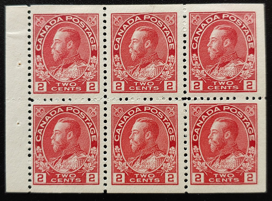 Canada #106a F/VF 4 Never Hinged 2c Booklet Pane, ex Goodhelpsen