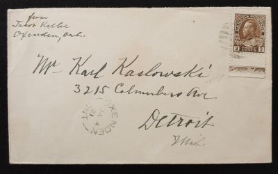 Canada #108LW 4 Jan 1931 3c Admiral Lathework Cover, ex Hennok