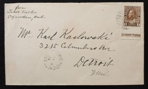 Canada #108LW 4 Jan 1931 3c Admiral Lathework Cover, ex Hennok
