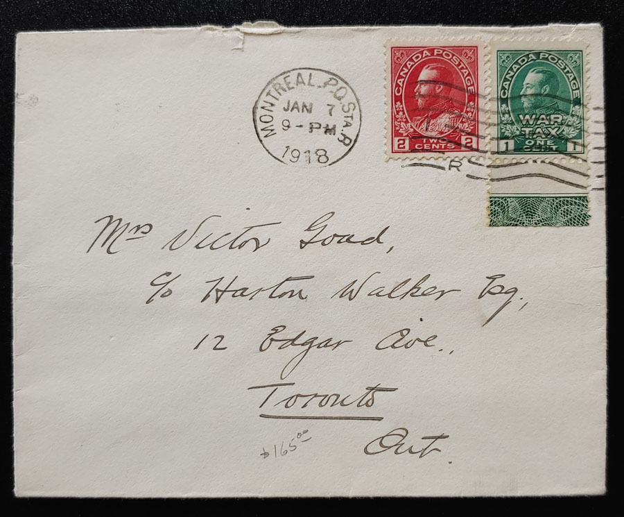 Canada #MR1LW 7 Jan 1918 Montreal/Toronto Lathework Cover