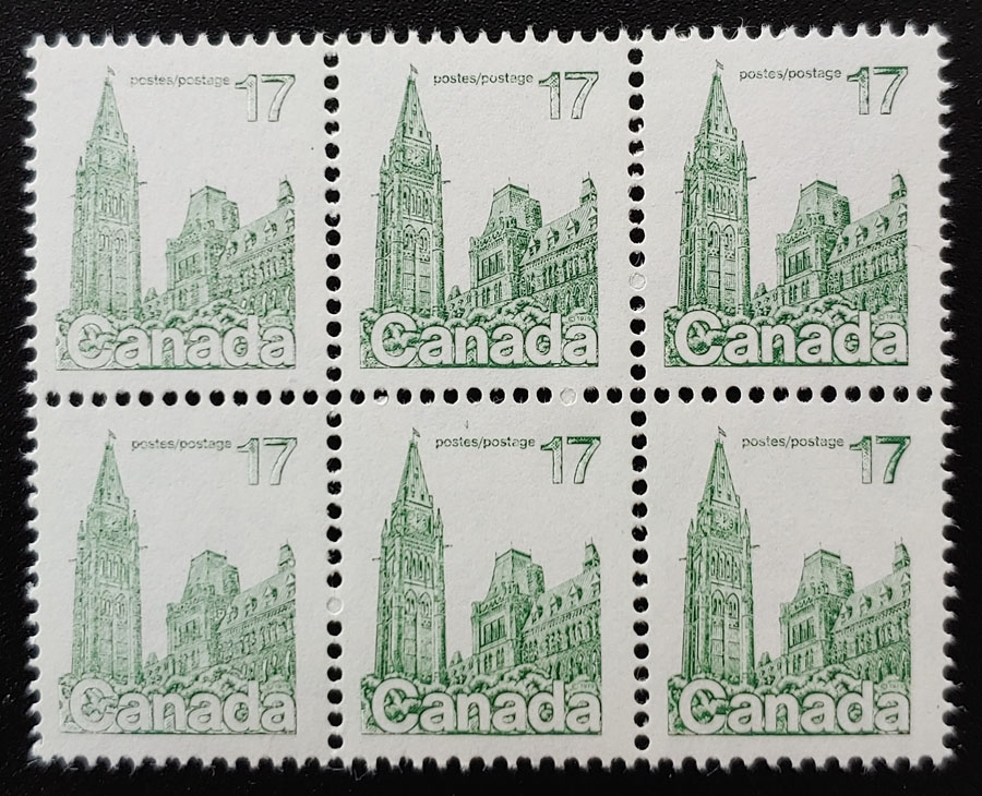 Canada #790 Never Hinged 1979 17c Underinked Block of Six $300