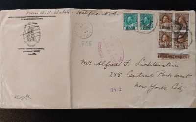 Cda #MR4LW 2 May 1917 Registered Halifax/N.Y. Cover ex Lichtenstein