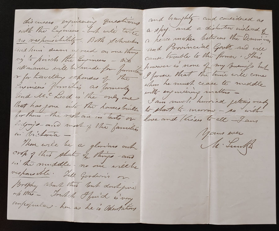 Victoria, B.C. 9 June 1881 4-sided Marcus Smith Letter to his wife