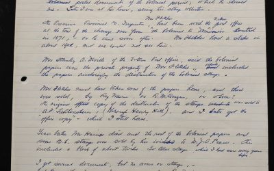 B.C. Stamp Stories Aug 1977 handwritten Wellburn notes (4 pgs)