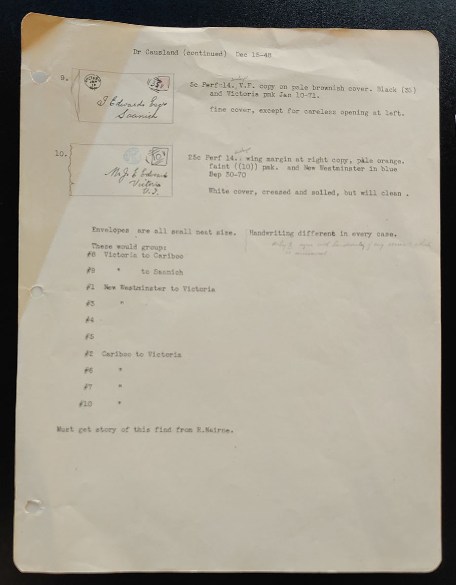 Wellburn's typewritten, illustrated notes on Dr. Causland's Covers