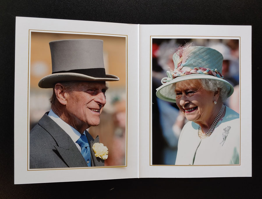 2013 Queen Elizabeth II & Prince Philip signed Christmas Card, scuff