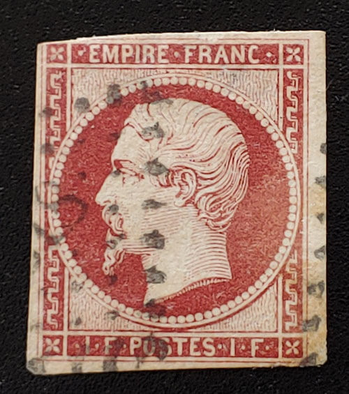 France #21 Used 1853 1 Franc Lake Napoleon III US$2475