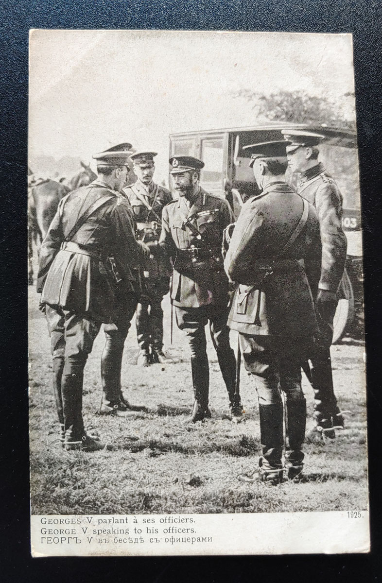 George V Speaking to his Officers Unused WWI Postcard