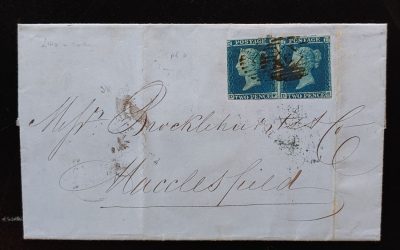 G.B. #4 21 Jan 1853 2d Pair on Lombard St/Macclesfield FLS