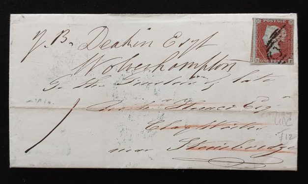 G.B. #3 4 Mar 1852 1d FLS w/ coloured backstamps incl Cathay