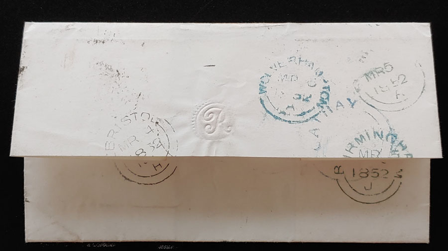 G.B. #3 4 Mar 1852 1d FLS w/ coloured backstamps incl Cathay