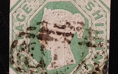 G.B. #5 Used 1/- Embossed Queen Victoria