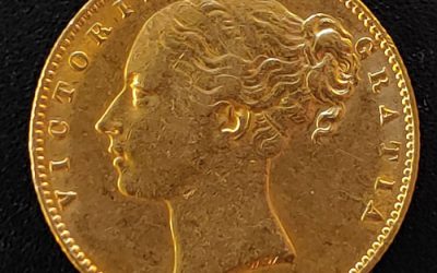 G.B. XF 1869 Queen Victoria Die 4 Shield Type Gold Sovereign .2355oz