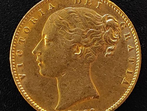 G.B. XF 1869 Queen Victoria Die 4 Shield Type Gold Sovereign .2355oz