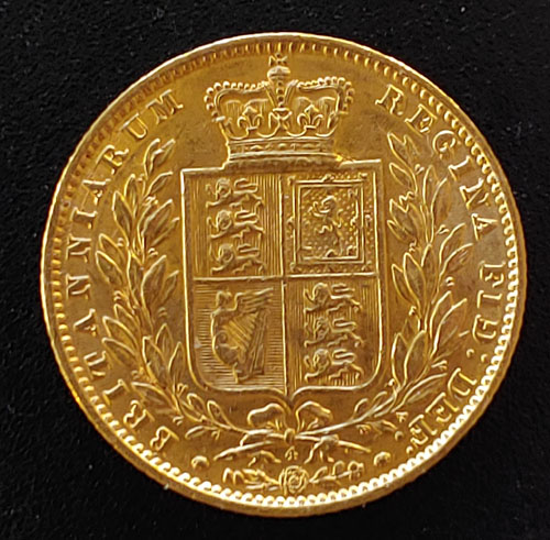 G.B. XF 1869 Queen Victoria Die 4 Shield Type Gold Sovereign .2355oz