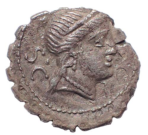 C. Naevius Balbus 79 BC 19mm 2.9gm Silver Serrate Denarius