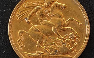 G.B. XF 1909 Edward VII Gold Sovereign, trifle verdigris .235oz AGW