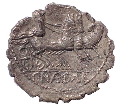 C. Naevius Balbus 79 BC 19mm 2.9gm Silver Serrate Denarius