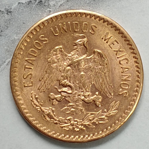 Mexico Unc 1917 Gold 10 Pesos .2396oz AGW