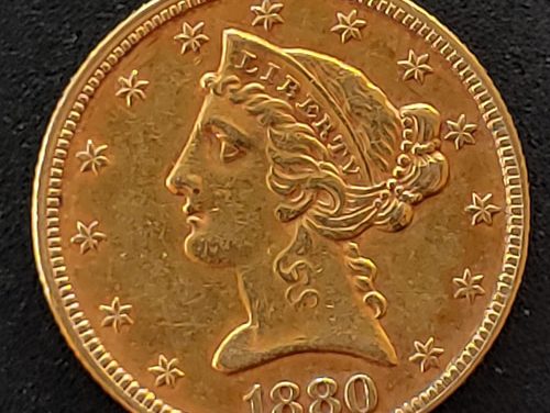 U.S./Colonial Canada VF+ 1880 Gold $5 Half Eagle .24187oz AGW