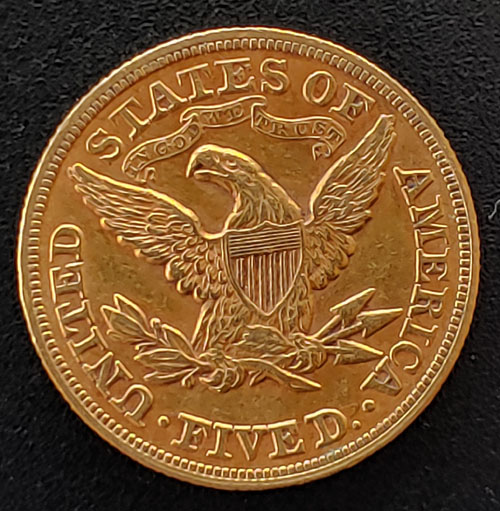 U.S./Colonial Canada VF+ 1880 Gold $5 Half Eagle .24187oz AGW
