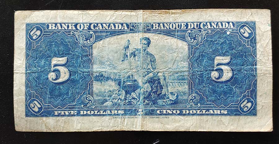 Canada #BC23a VG prefix A/C 1937 Osborne/Towers 5 Dollars $200