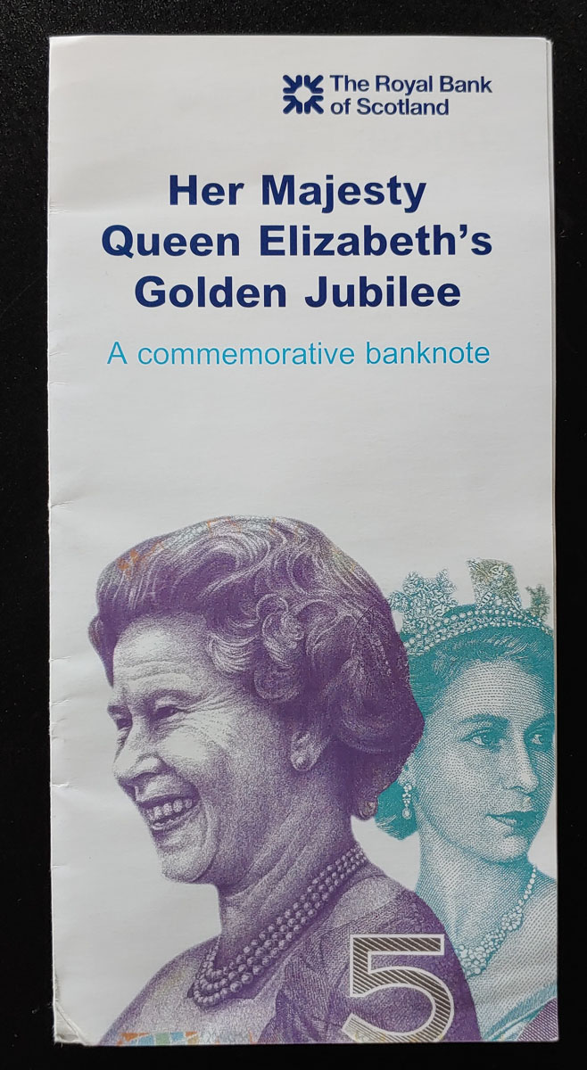 Royal Bank of Scotland P#362 Unc 2002 QEII Golden Jubilee note duo