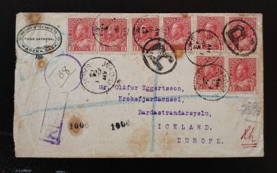 Canada #106 1 Apr 1913 16c Registered Cover to Iceland