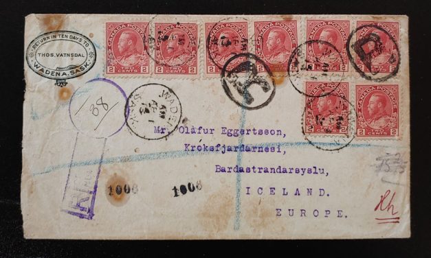 Canada #106 1 Apr 1913 16c Registered Cover to Iceland