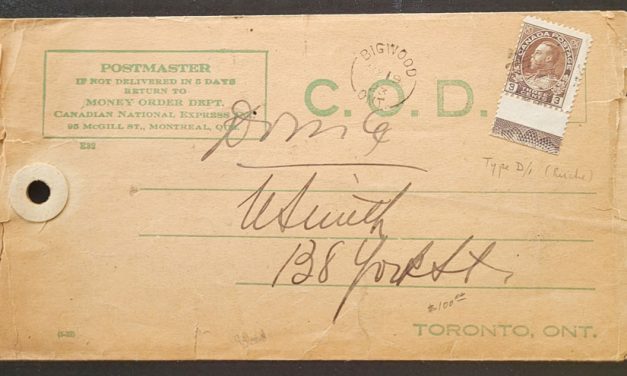 Canada #108LW 19 May 1923 3c Lathework C.O.D. Cover ex Steinhart