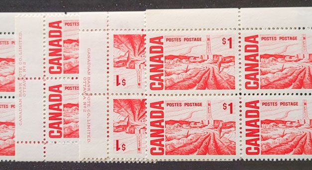 Canada #465Biv VFNH 1971 $1 Centennial Plate 2 Matched Set