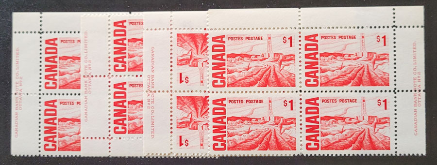 Canada #465Biv VFNH 1971 $1 Centennial Plate 2 Matched Set $500