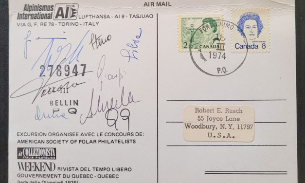 Fort Chimo, P.Q. 18 Mar 1974 10c Signed Dog Sled Cover