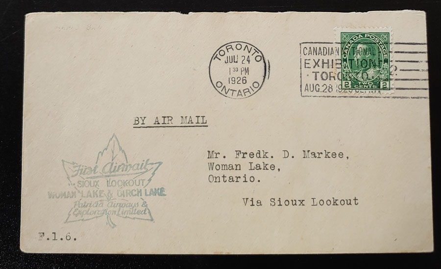 Patricia Airways #CL18 24 Jul 1926 52c First Flight Cover $300 (2)
