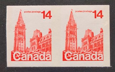 Canada #730a VF+ Never Hinged 1978 14c Imperforate Pair