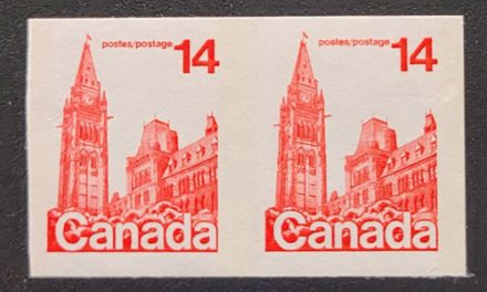 Canada #730a VF+ Never Hinged 1978 14c Imperforate Pair