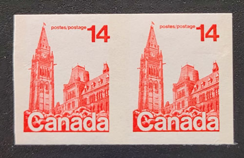 Canada #730a VF+ Never Hinged 1978 14c Imperforate Pair