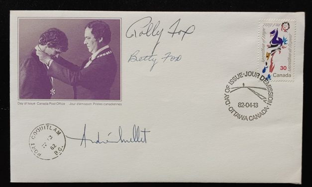 Canada #915 13 Apr 1982 dual cancels, triple signed Terry Fox FDC