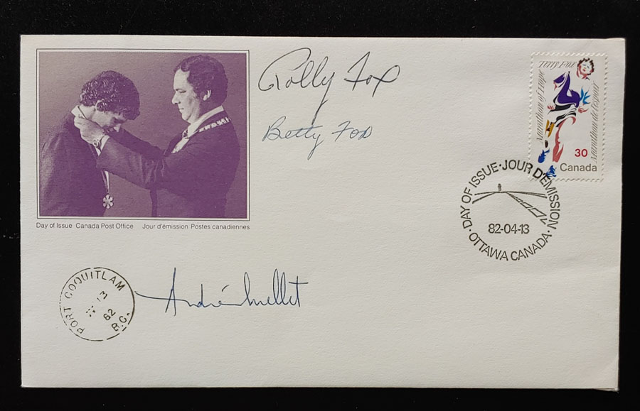 Canada #915 13 Apr 1982 dual cancels, triple signed Terry Fox FDC