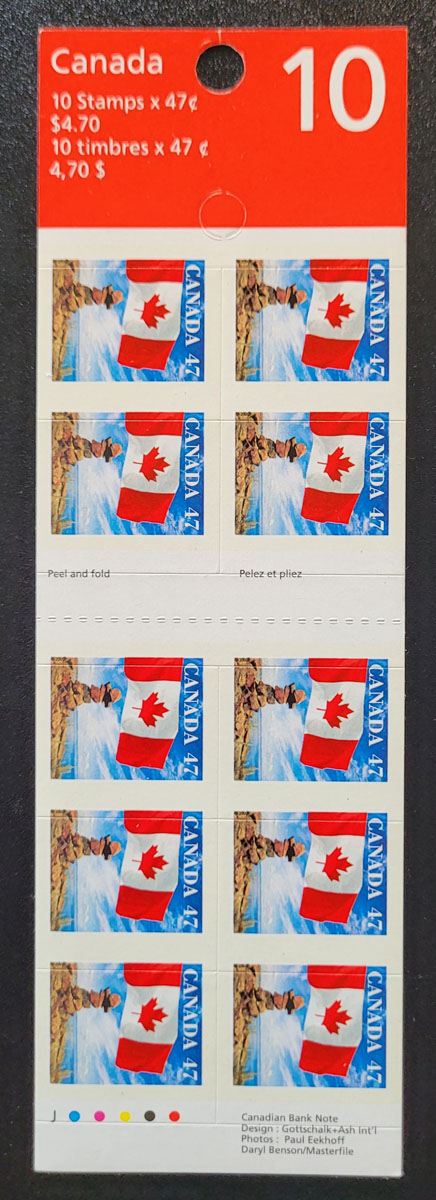Canada #1700a Never Hinged 2000 47c Flag Vertically Miscut Booklet