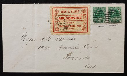 Jack V. Elliot #CL7, 137 1 Apr 1926 27c Red Lake FFC to Toronto