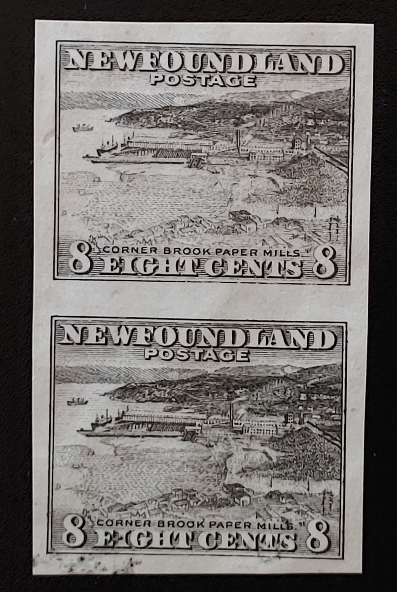 Newfoundland #209P VF+ 1932 8c Black Imperforate Proof Pair