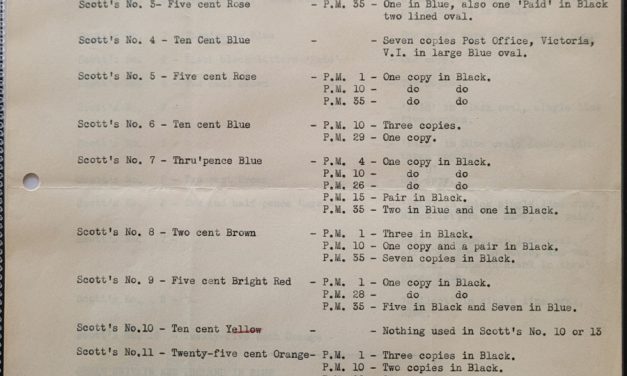 Wellburn’s 3-pg typewritten report on Reford’s B.C. numeral cancels